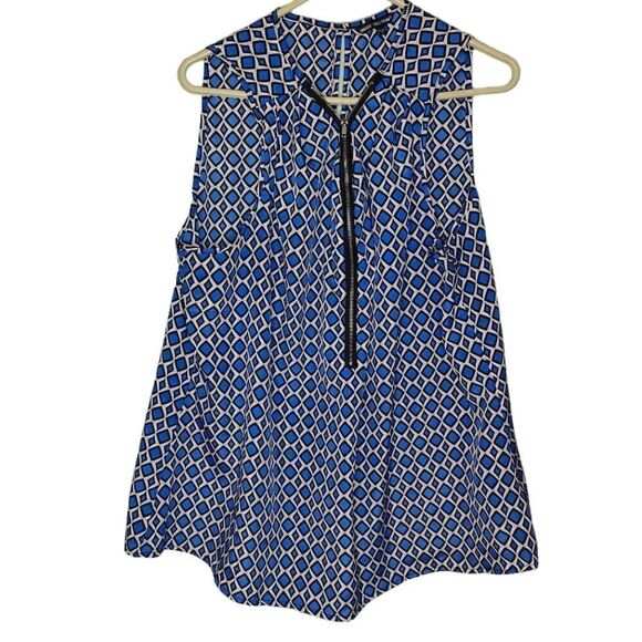 Unique Spectrum Abstract Print Zip Front Blouse - Picture 1 of 5